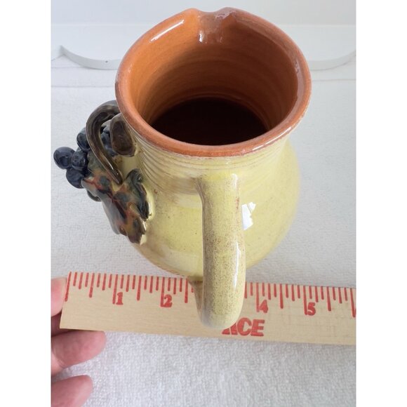 Small French Pottery Pitcher With 3-D Grapes Made in France 5"H Holds 12 oz - Picture 8 of 8